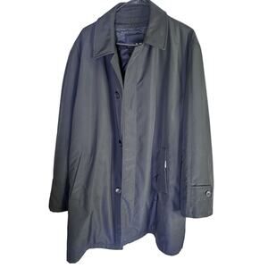 Bill Blass Men's 40 S Trench Coat Removable Lining Black Classic Business Coat